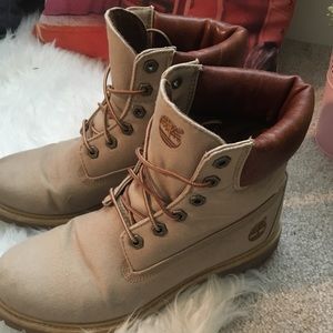 Light Tan Premium Timberlands with Brown Trim